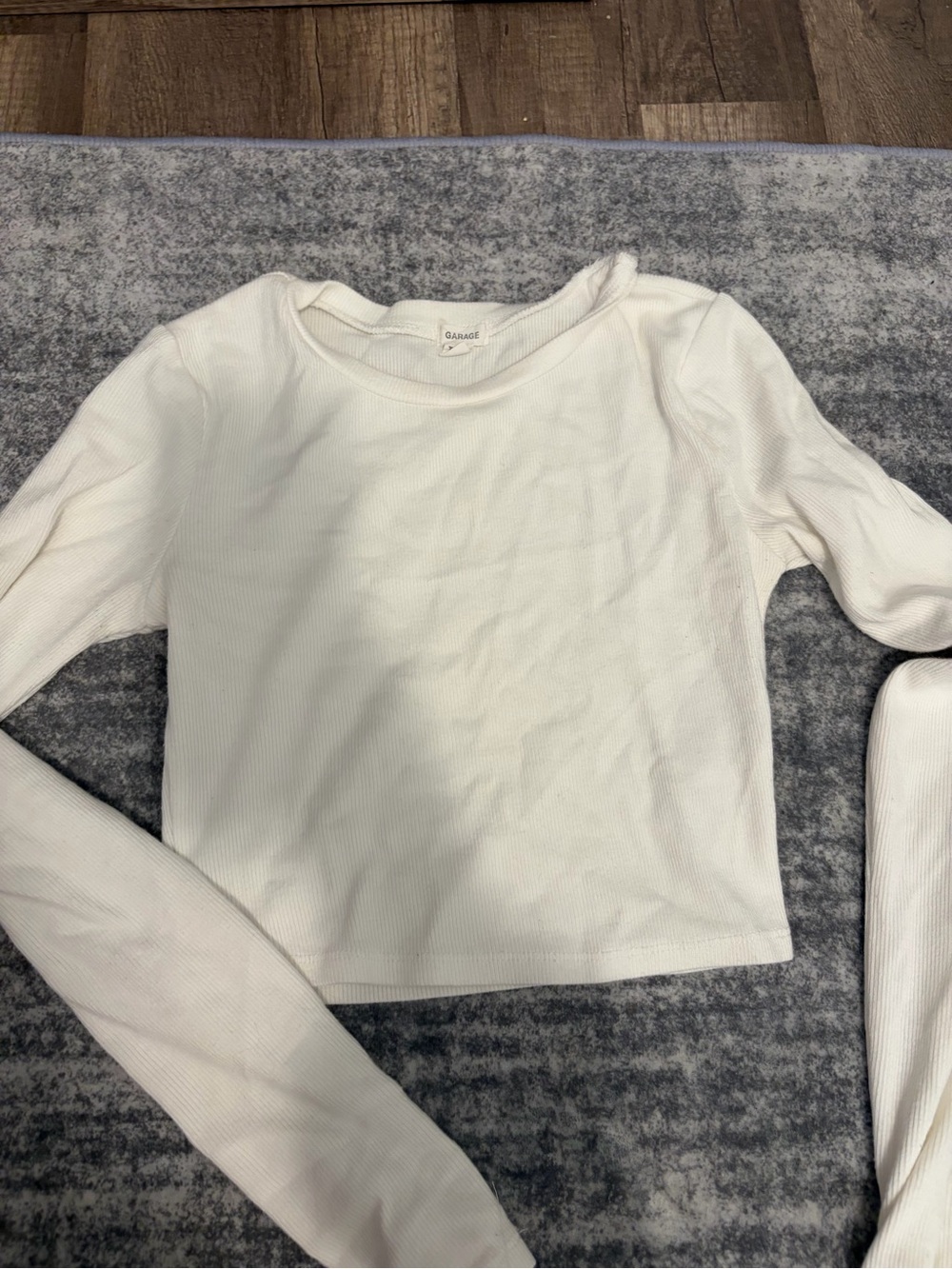 Garage ribbed scoop neck long sleeve